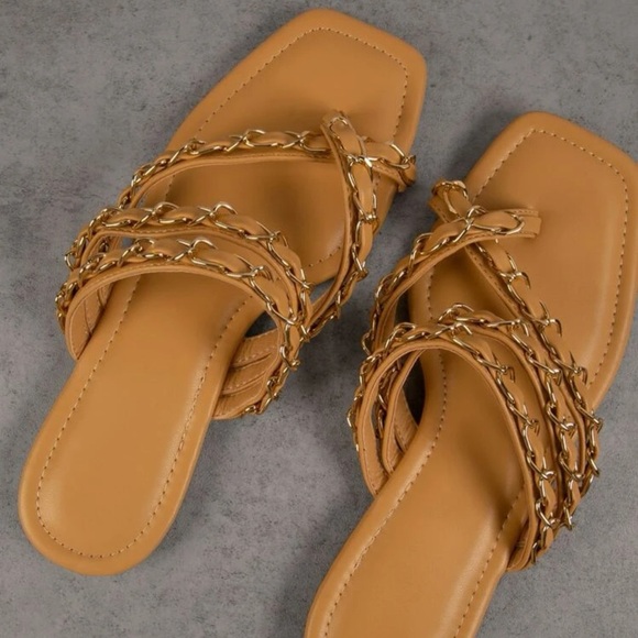 Square Toe Chain Decor Strap Sandals- 10 - Picture 2 of 4